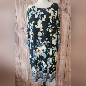 Avenue Mixed Print Floral Midi Shift Dress Plus Size 22/24